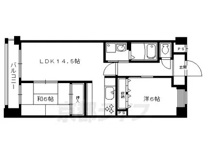 山陰本線 太秦駅(ＪＲ) 徒歩9分 5階建 築23年(2LDK/2階)の間取り写真
