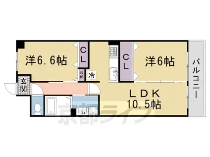 山陰本線 太秦駅(ＪＲ) 徒歩9分 5階建 築23年(2LDK/2階)の間取り写真