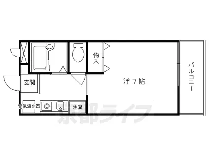 山陰本線 円町駅 徒歩5分 4階建 築33年(1K/3階)の間取り写真