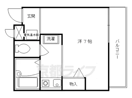 山陰本線 円町駅 徒歩5分 4階建 築33年(1K/2階)の間取り写真