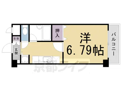 京都市東西線 二条駅 徒歩4分 3階建 築22年(1K/1階)の間取り写真