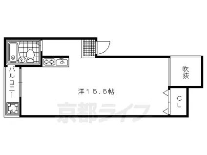 京都市烏丸線 北大路駅 徒歩10分 3階建 築38年(ワンルーム/3階)の間取り写真