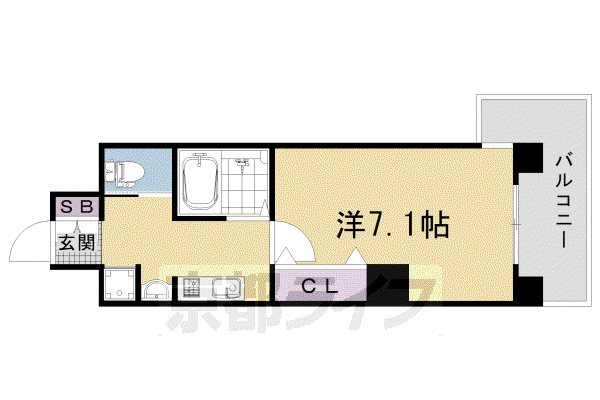 阪急電鉄京都線 西院駅(阪急) 徒歩3分 6階建 築14年(1K/4階)の間取り写真