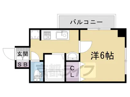 阪急電鉄京都線 西院駅(阪急) 徒歩3分 6階建 築13年(1K/4階)の間取り写真