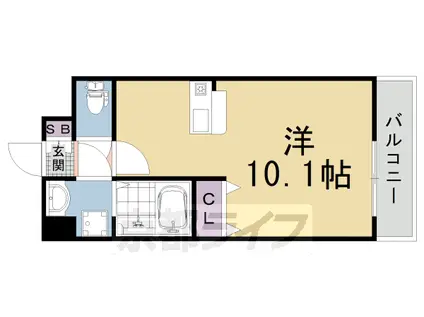 阪急電鉄京都線 西院駅(阪急) 徒歩5分 6階建 築22年(ワンルーム/4階)の間取り写真