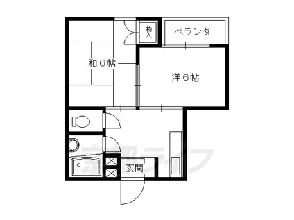 阪急電鉄京都線 西京極駅 徒歩4分 4階建 築50年(2K/2階)の間取り写真