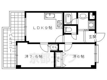 グリーンエクセル西院(2LDK/5階)の間取り写真