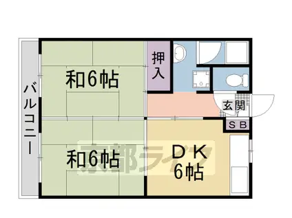 足立ハイツ太秦(2DK/4階)の間取り写真