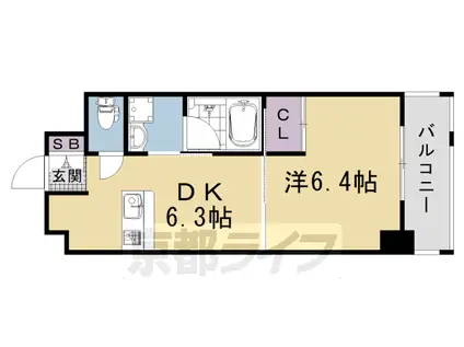 山陰本線 丹波口駅 徒歩12分 11階建 築21年(1DK/10階)の間取り写真