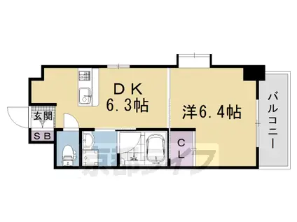 山陰本線 丹波口駅 徒歩12分 11階建 築21年(1DK/10階)の間取り写真