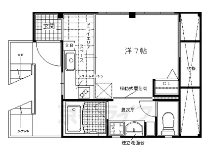 阪急電鉄京都線 西院駅(阪急) 徒歩6分 3階建 築22年(1K/2階)の間取り写真