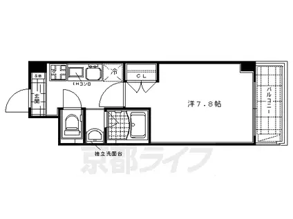 阪急電鉄京都線 西院駅(阪急) 徒歩5分 7階建 築21年(1K/2階)の間取り写真