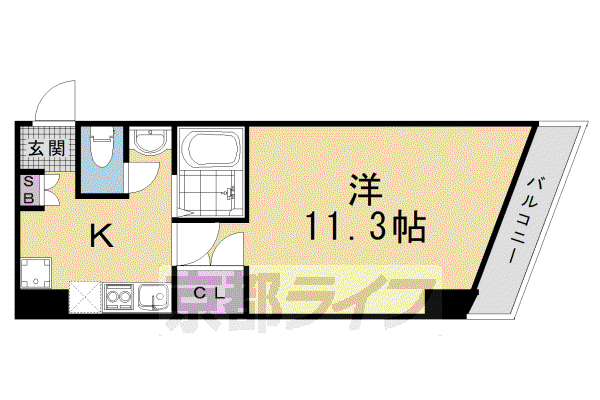 阪急電鉄京都線 西院駅(阪急) 徒歩6分 11階建 築22年(1K/8階)の間取り写真