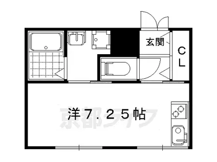 阪急電鉄京都線 西京極駅 徒歩15分 5階建 築24年(1K/2階)の間取り写真
