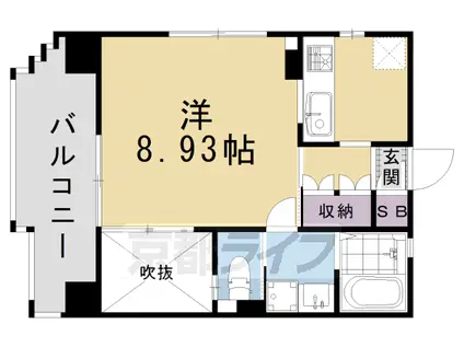 東海道本線 西大路駅 徒歩11分 9階建 築21年(1K/6階)の間取り写真