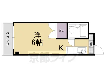 阪急電鉄京都線 西京極駅 徒歩13分 3階建 築40年(1K/2階)の間取り写真