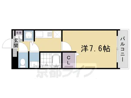 阪急電鉄京都線 西院駅(阪急) 徒歩4分 3階建 築21年(1K/3階)の間取り写真