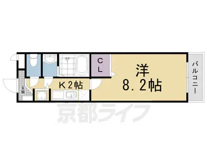 阪急電鉄京都線 西院駅(阪急) 徒歩4分 3階建 築21年(1K/3階)の間取り写真