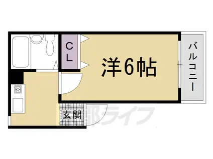 阪急電鉄京都線 西院駅(阪急) 徒歩6分 3階建 築31年(1K/1階)の間取り写真