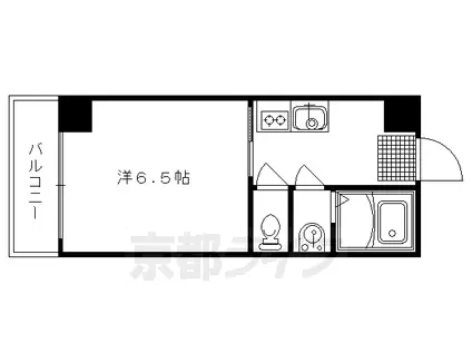 京都市東西線 西大路御池駅 徒歩8分 5階建 築30年(1K/3階)の間取り写真