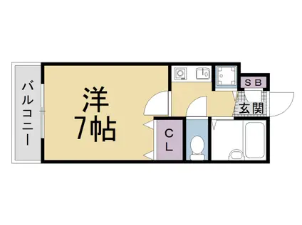 京都市東西線 西大路御池駅 徒歩8分 5階建 築30年(1K/3階)の間取り写真