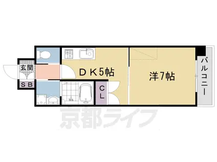 阪急電鉄京都線 西院駅(阪急) 徒歩10分 5階建 築22年(1DK/2階)の間取り写真
