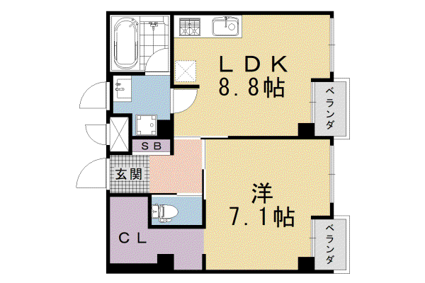 く志げ五条(1LDK/2階)の間取り写真