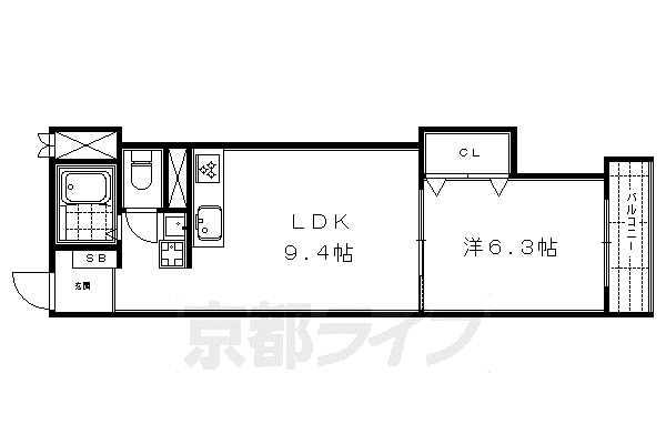 阪急電鉄京都線 大宮駅(京都) 徒歩3分 13階建 築55年(1LDK/7階)の間取り写真