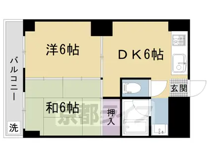 阪急電鉄嵐山線 松尾大社駅 徒歩8分 4階建 築39年(2DK/2階)の間取り写真