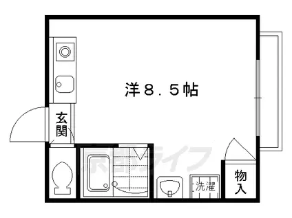 山陰本線 円町駅 徒歩5分 4階建 築48年(ワンルーム/2階)の間取り写真