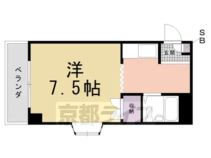 京福北野線 北野白梅町駅 徒歩17分 3階建 築37年(1K/2階)の間取り写真