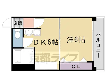 阪急電鉄京都線 西京極駅 徒歩8分 4階建 築55年(1DK/3階)の間取り写真