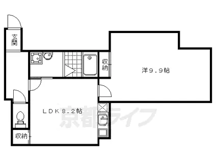山陰本線 花園駅(京都) 徒歩28分 3階建 築48年(1DK/2階)の間取り写真