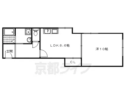 山陰本線 花園駅(京都) 徒歩28分 3階建 築48年(1DK/3階)の間取り写真