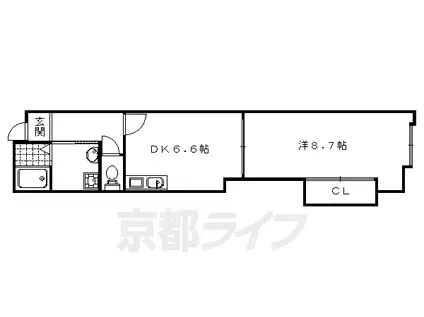 山陰本線 花園駅(京都) 徒歩28分 3階建 築48年(1DK/3階)の間取り写真