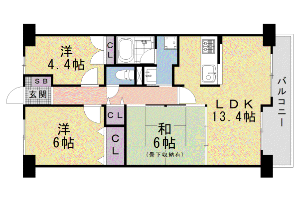 グランシティ京都Ⅰ番館(3LDK/7階)の間取り写真