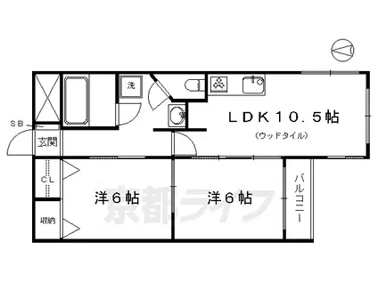 京都市烏丸線 五条駅(京都市営) 徒歩12分 5階建 築47年(2LDK/2階)の間取り写真
