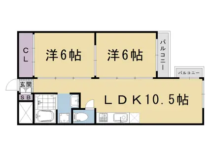 京都市烏丸線 五条駅(京都市営) 徒歩12分 5階建 築47年(2LDK/2階)の間取り写真
