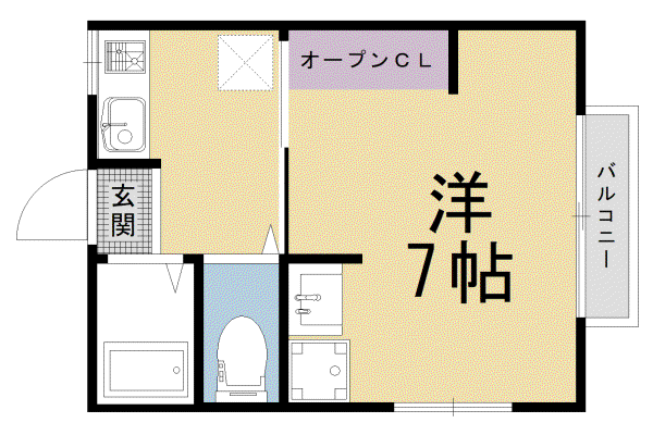 山陰本線 円町駅 徒歩9分 3階建 築44年(1K/3階)の間取り写真