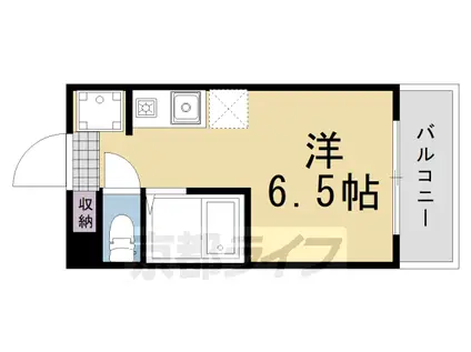 山陰本線 円町駅 徒歩6分 4階建 築37年(1K/3階)の間取り写真