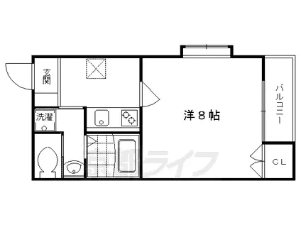 阪急電鉄京都線 西院駅(阪急) 徒歩3分 3階建 築21年(1K/1階)の間取り写真