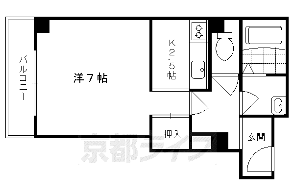阪急電鉄京都線 大宮駅(京都) 徒歩8分 3階建 築45年(1K/3階)の間取り写真