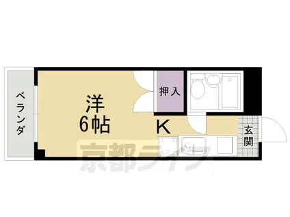 京福北野線 鳴滝駅 徒歩8分 2階建 築34年(1K/2階)の間取り写真