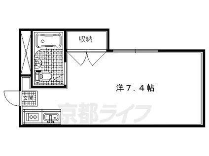 山陰本線 円町駅 徒歩3分 4階建 築43年(1K/2階)の間取り写真