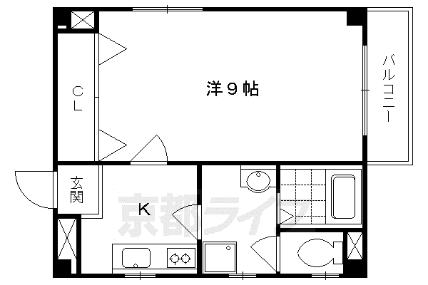 阪急電鉄京都線 西院駅(阪急) 徒歩10分 5階建 築24年(1K/2階)の間取り写真
