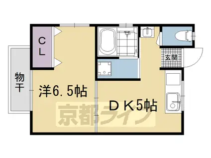 京福嵐山本線 車折神社駅 徒歩10分 2階建 築46年(1DK/2階)の間取り写真