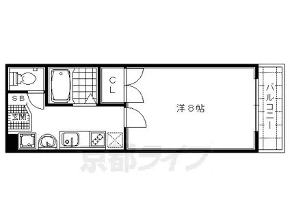 阪急電鉄京都線 西院駅(阪急) 徒歩12分 3階建 築25年(1K/1階)の間取り写真