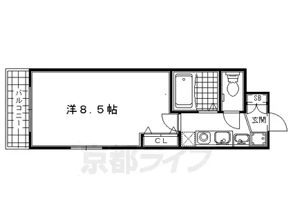 阪急電鉄京都線 西院駅(阪急) 徒歩3分 9階建 築21年(1K/6階)の間取り写真