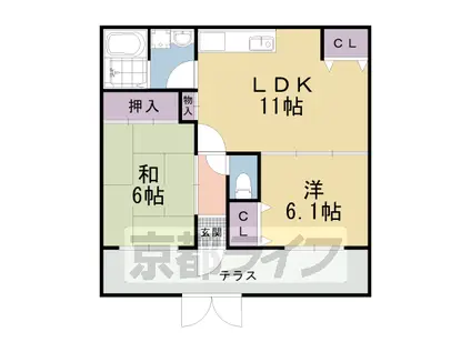 阪急電鉄嵐山線 松尾大社駅 徒歩19分 5階建 築32年(2LDK/1階)の間取り写真
