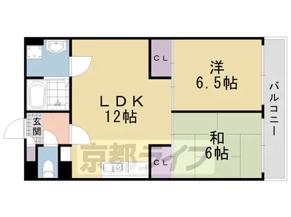 阪急電鉄嵐山線 松尾大社駅 徒歩19分 5階建 築32年(2LDK/5階)の間取り写真